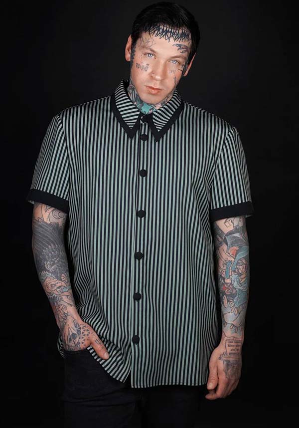 London Fog Men's Striped Button - Down Casual Shirt by Lively Ghosts