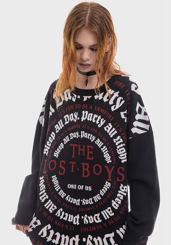 All - Night Party Soft Knit Sweater with Lost Boys Graphic