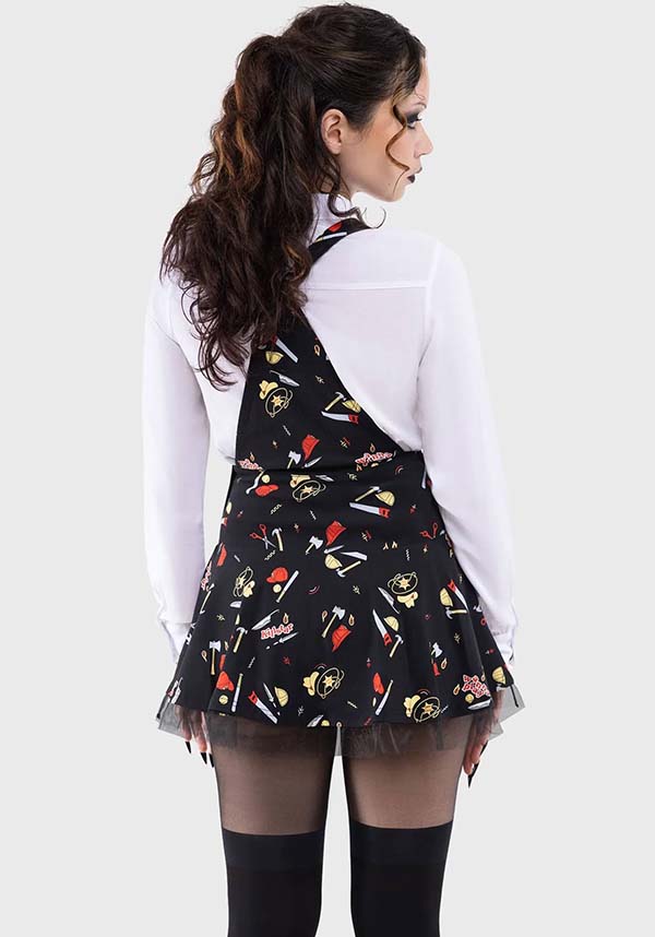 Playtime Chucky Print Pinafore Dress with Unique Features