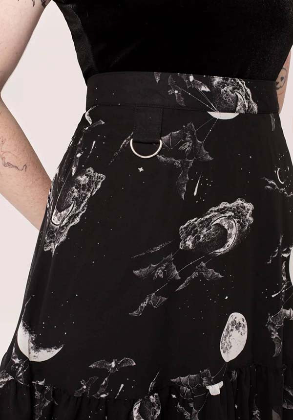 Hell Bunny's Enchanting Night Sky Printed Chiffon Mini Skirt
