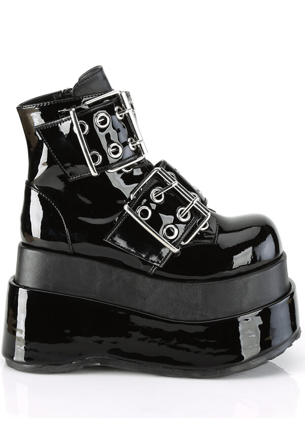 BEAR-104 Black Patent Platform Ankle Boots - Preorder Now
