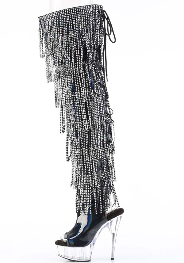 PREORDER: DELIGHT-3017HG-RSF Black Hologram Platform Heels