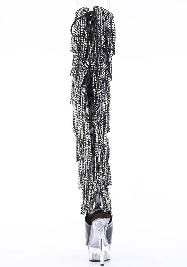 PREORDER: DELIGHT-3017HG-RSF Black Hologram Platform Heels