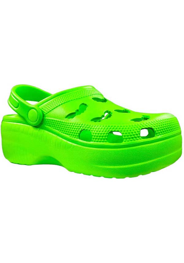YRU Lime Green Bat Cutout RIPS Rubber Clogs for Bat Lovers
