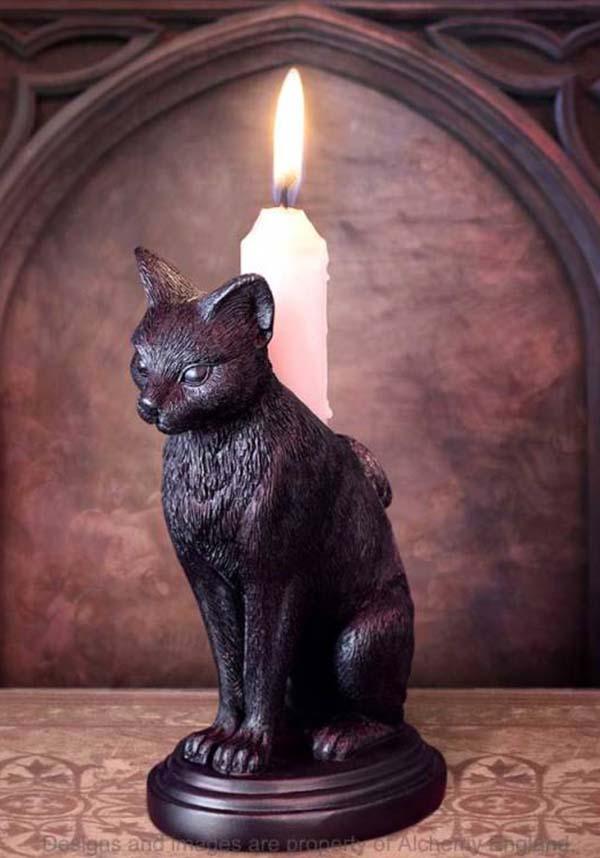 Exquisite Black Cat Sculpted Candle Holder - A Unique Decorative Piece