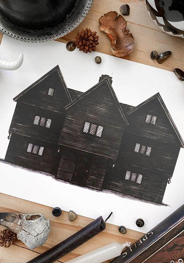 High - Quality Hand - signed Print of Salem Witch House Inspired by Ghosts of October