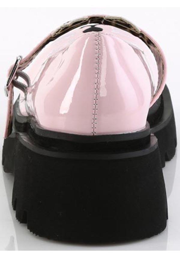 RENEGADE-56 Baby Pink Patent Flats - Pre - Order, Women's Vegan Embroidered Platform Shoes