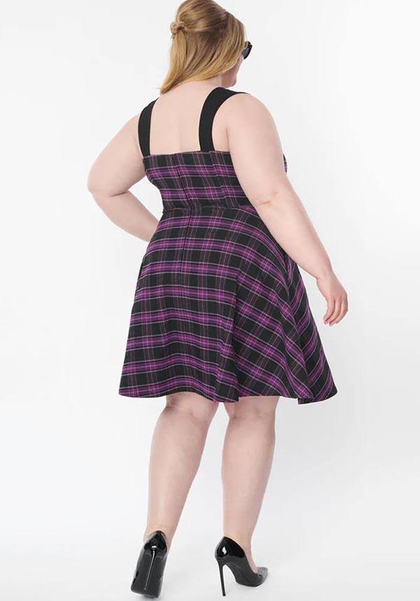 Purple Plaid Flare Style Women's Dress
