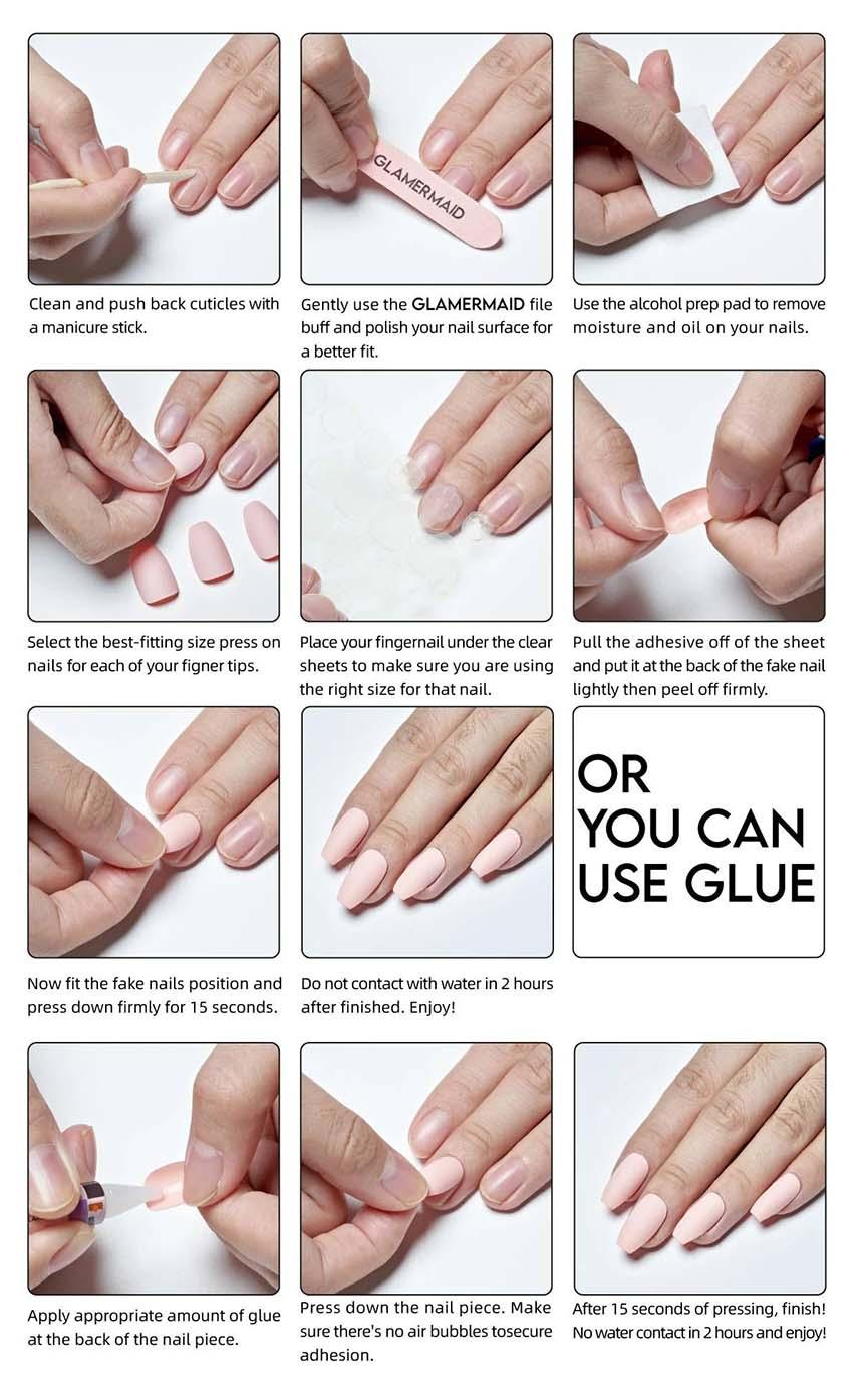 Glamorous Almond Press - On Nails with Star - Chain Design