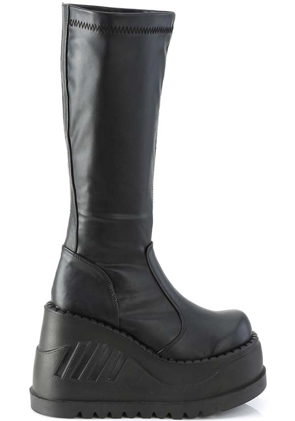 PREORDER: Black Matte Stretch STOMP-200 Platform Knee-High Boots