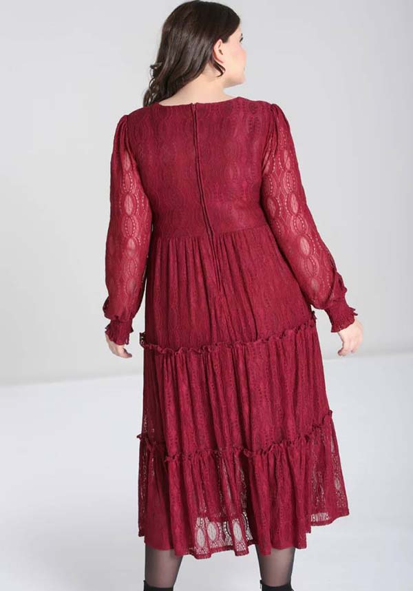 Hell Bunny's Enchanting Burgundy Lace Rhea Maxi Dress