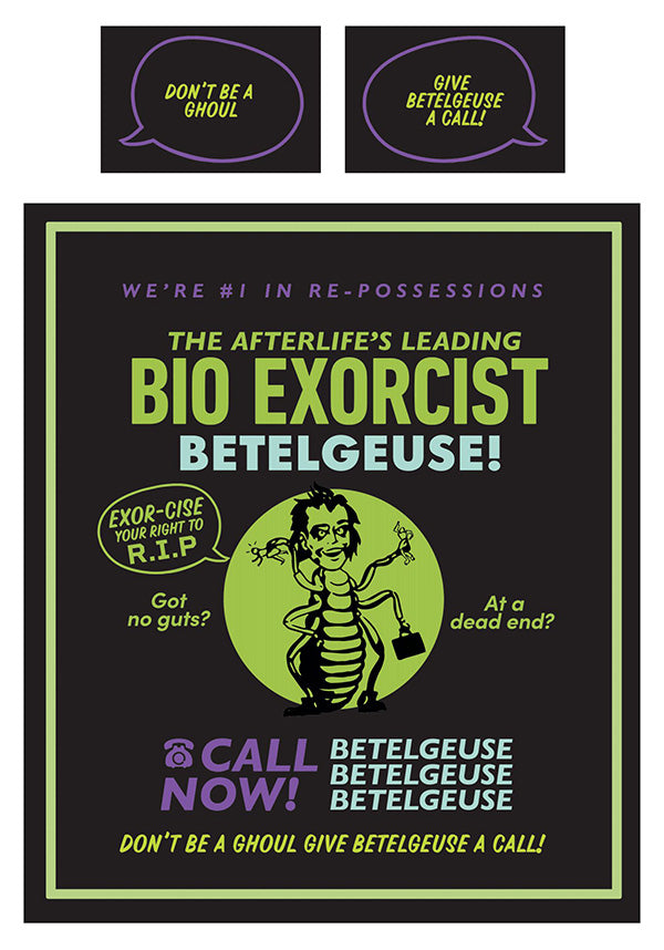 Officially Licensed Beetlejuice Double - Sided Bio Exorcist Quilt Set