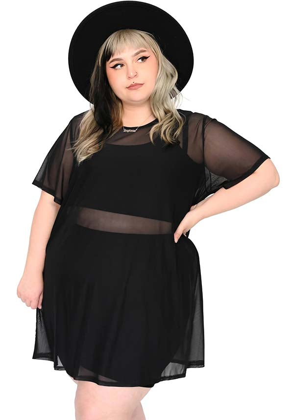 Oversized Stretch Mesh T-Shirt Tunic - A Versatile Fashion Essential