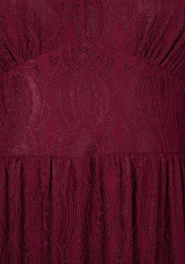Hell Bunny's Enchanting Burgundy Lace Rhea Maxi Dress