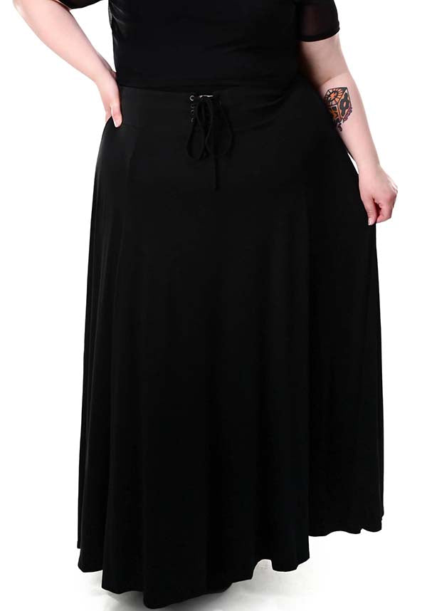 Foxblood's Soft Stretch Modal Lace Up Maxi Skirt