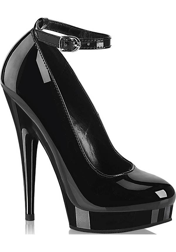 Black Patent Leather Platform Ankle Strap Pump Heels - Preorder Exclusive from Pleaser
