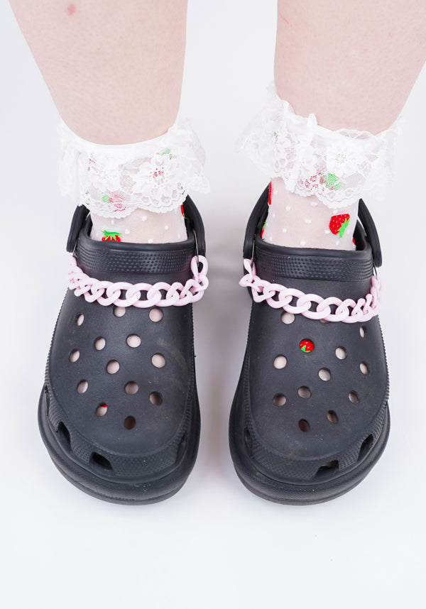 Adorable Pink Kawaii Style Shoe Chain Set for Personalizing Footwear