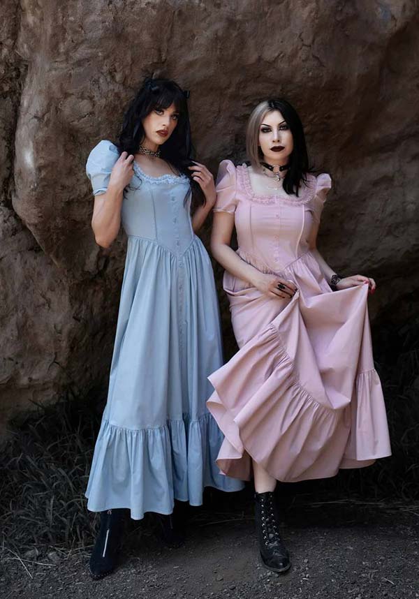 Lively Ghosts' Pastel Rose Gothic Lace Dress - Timeless Elegance