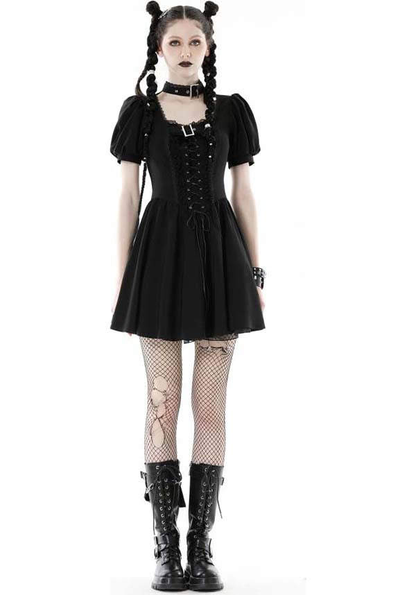Dark in Love Baby Bat Lace-up Ethereal Women's Dress