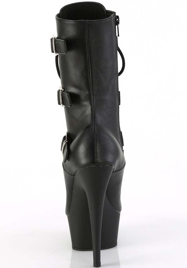 PREORDER: DELIGHT-1043 Black Platform Lace-up Ankle Boots