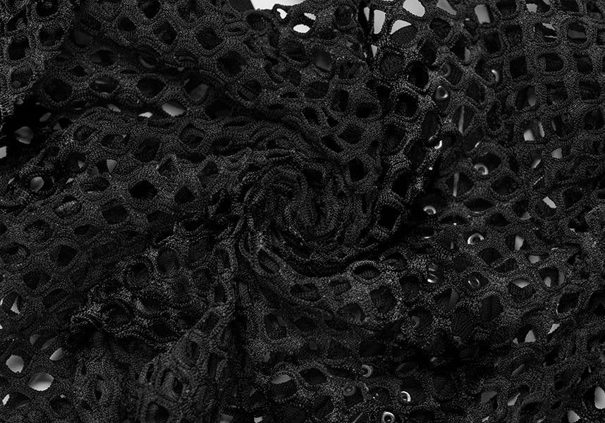 Punk Rave Badriyah Black Fishnet Long - Sleeve Crop Top