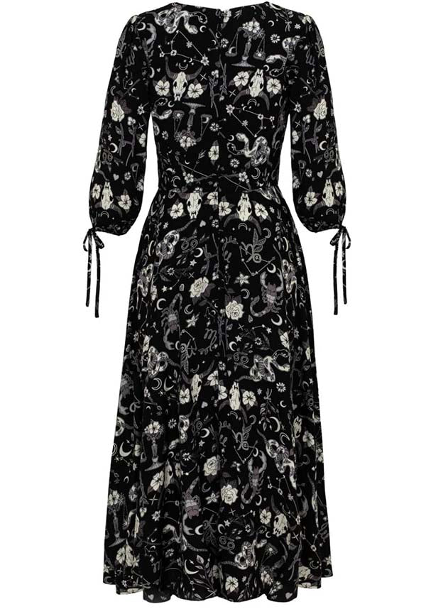 Hell Bunny Celestial Star Sign Printed Viscose Midi Dress for Fashion Lovers
