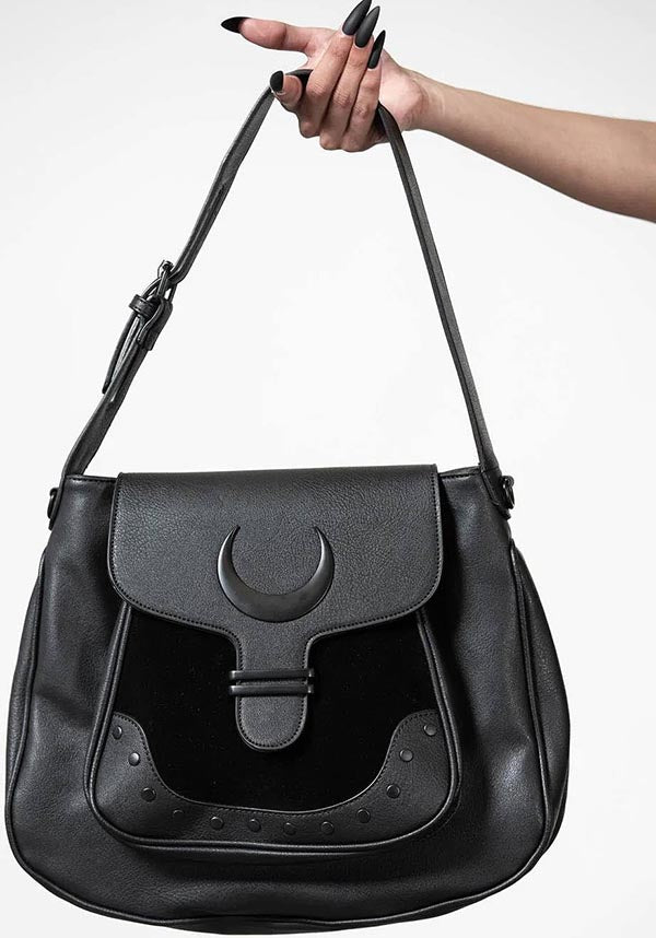 Stylish Adjustable Sacred Moon Faux Leather Satchel Bag
