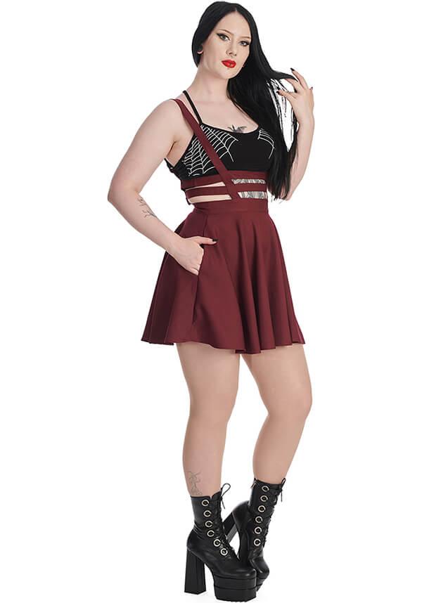 Edgy Burgundy Suspender Lolita Skirt for Punk Fashion Lovers