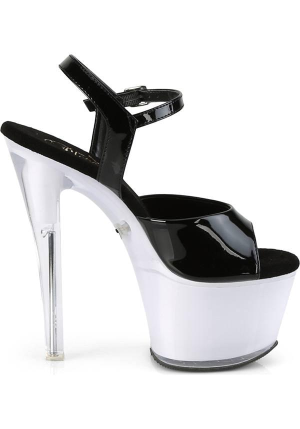 PREORDER! DISCOLITE-709 Platform Heels with Black Pat/White Glow