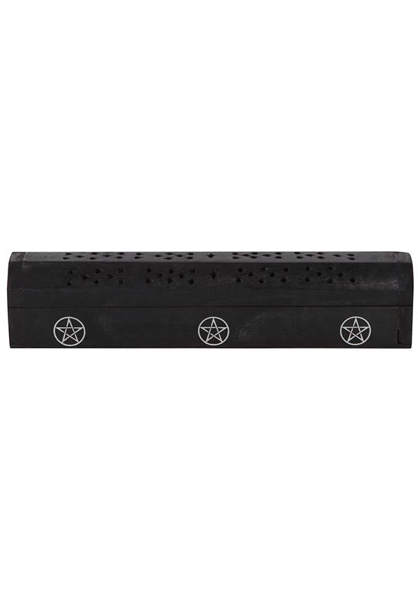 Pentagram-printed Mango Wood Incense Box Set with Black Pepper Fragranced Incense Sticks
