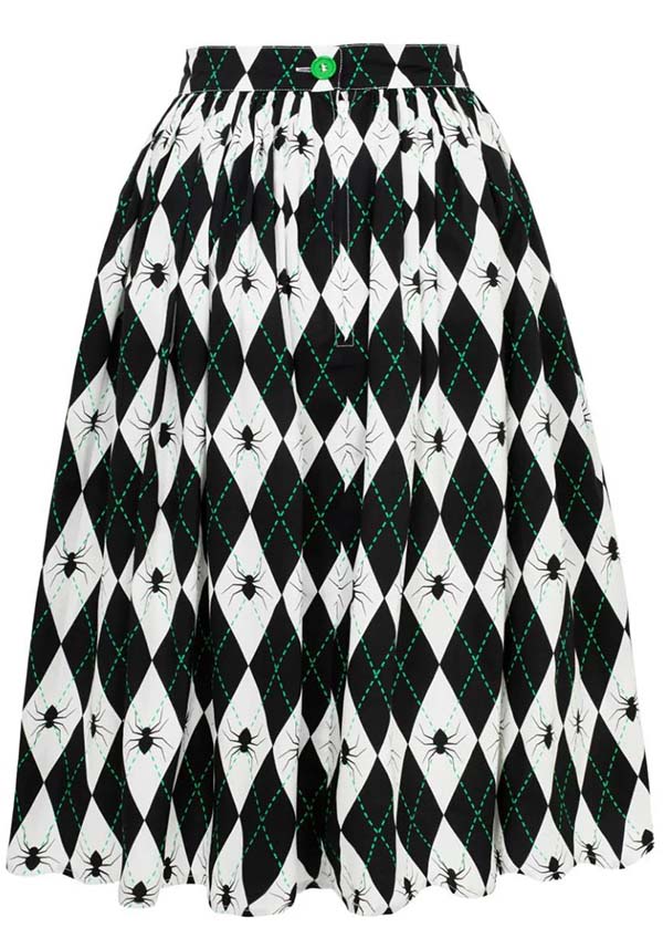 Hell Bunny Regina Gothic and Retro-Inspired Checkered Skirt in Black and White
