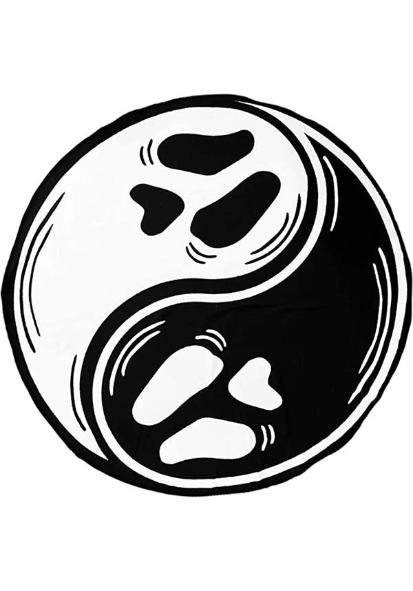 Yin Yang Symbol Ghost Round-Shaped Oversized Beach Towel for Relaxing at the Beach