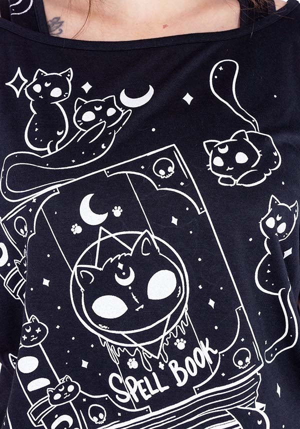 Enchanting Kitty Spellbook Fashion Top for Alternative Style Lovers