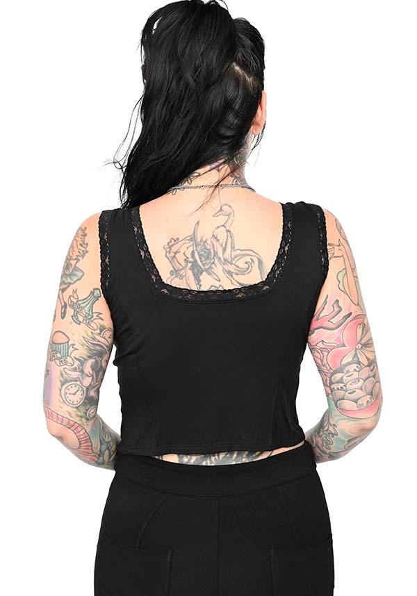 Juliet Soft Black Lace Edged Double - Tie Top from Foxblood Signature Collection