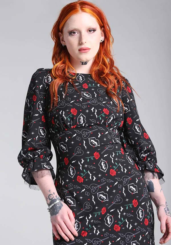 Hell Bunny's Enchanting Lilith Black Maxi Dress for Alternative Fashion Lovers