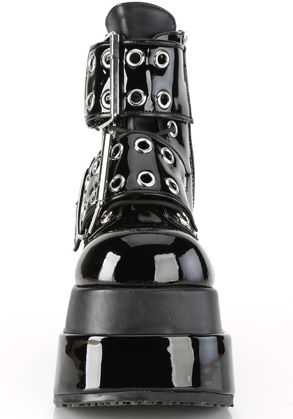 BEAR-104 Black Patent Platform Ankle Boots - Preorder Now