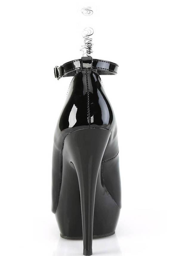 Black Patent Leather Platform Ankle Strap Pump Heels - Preorder Exclusive from Pleaser