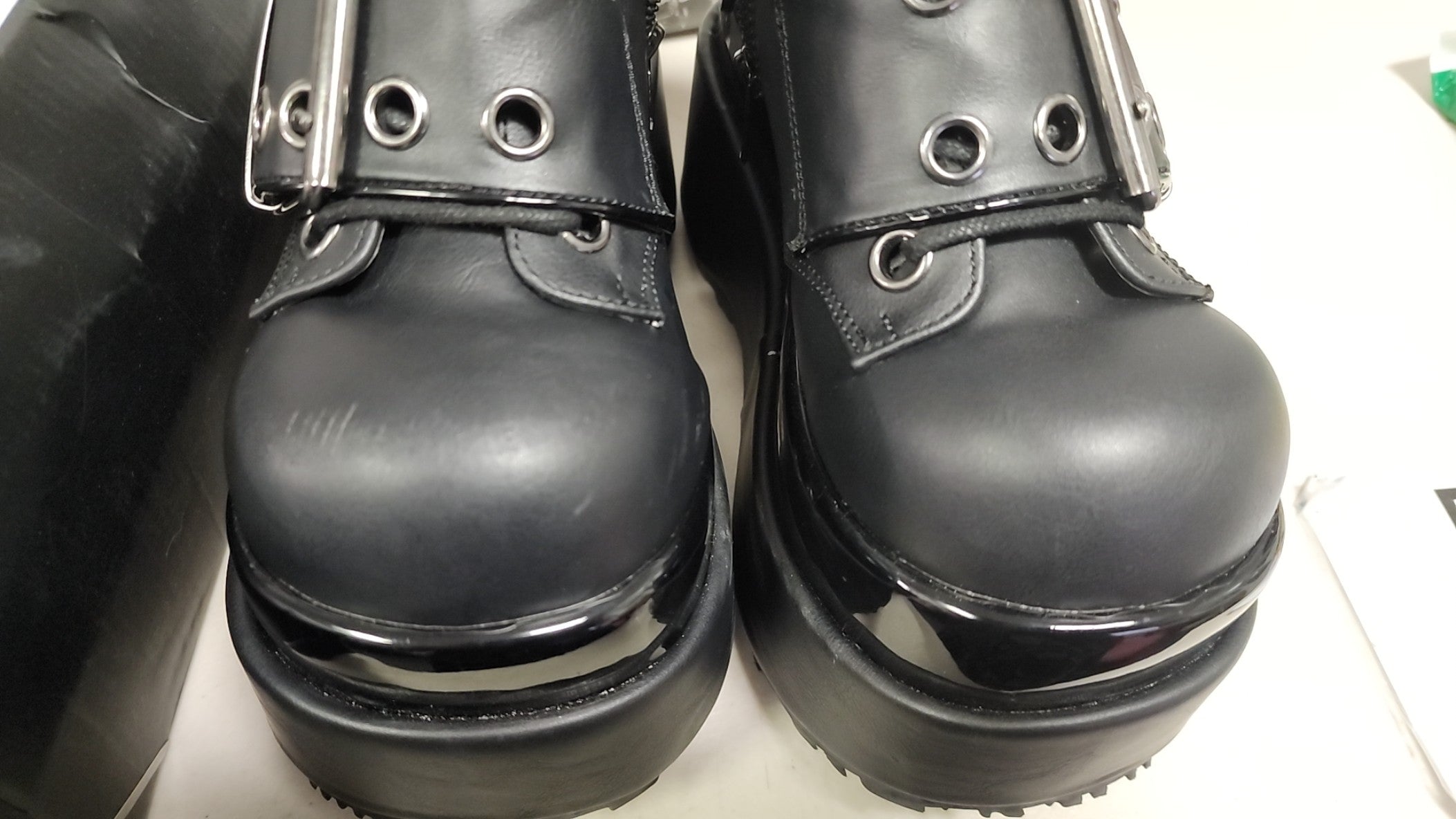 BEAR-104 Platform Boots in Black Vegan Leather (Faulty, Final Sale)