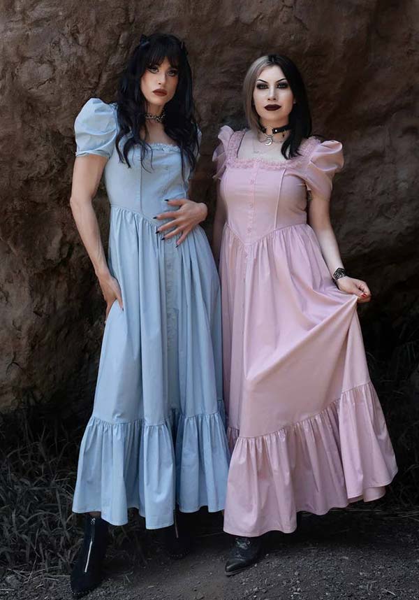 Lively Ghosts' Pastel Rose Gothic Lace Dress - Timeless Elegance