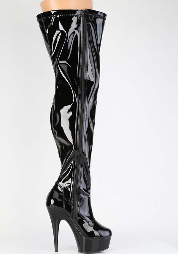 Demonia's Black Patent Delight-3000WCF Platform Heels [Preorder]