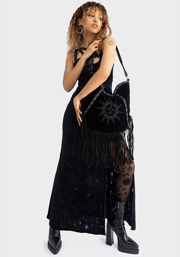Rising Sun Embroidered Soft Suede Fashion Bag