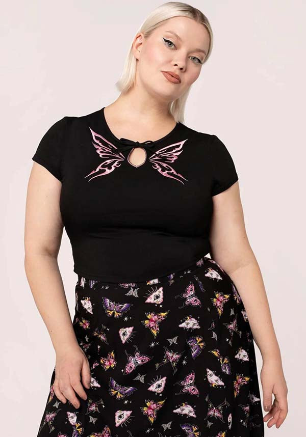 Hell Bunny Kocho Black Jersey Crop Top - A Stunning Blend of Edgy and Elegant Style