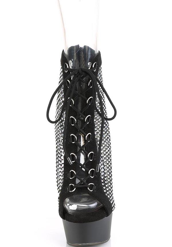 PREORDER! DELIGHT-600-33RM Black Faux Suede Platform Heels