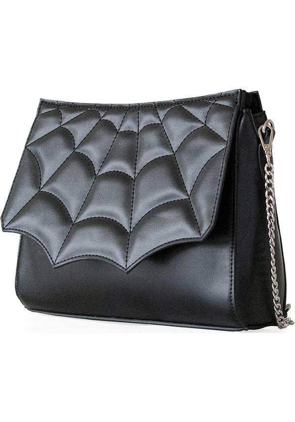 Mabris Spooky Cute Spiderweb Design Vegan Shoulder Bag for Everyday Use