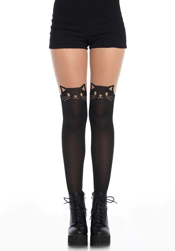 Black Cat Brand Spandex Opaque Women's Pantyhose
