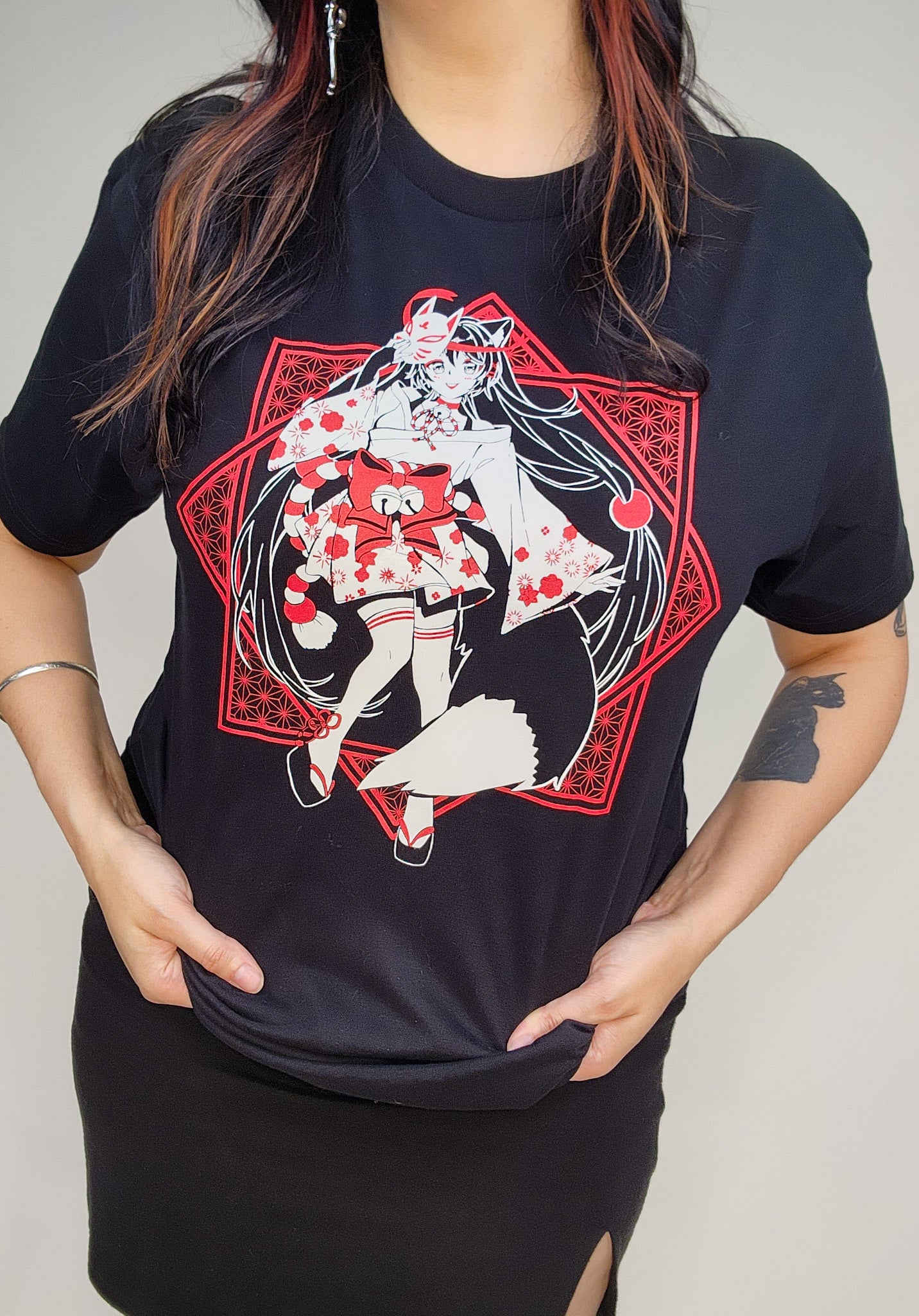 Pastel Pixie's Enchanting Kitsune Girl Graphic T-Shirt