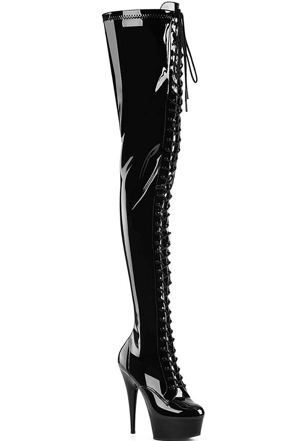 Pleaser Women's DELIGHT-4023 Black Patent Platform Heels Pre-Order
