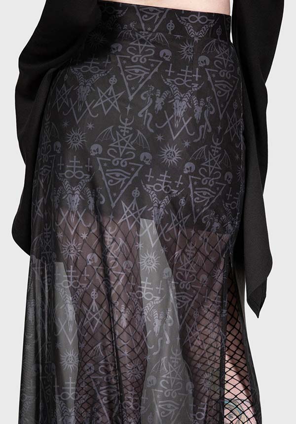 Baphy Soft Stretch Mesh Maxi Skirt with All-Over Print