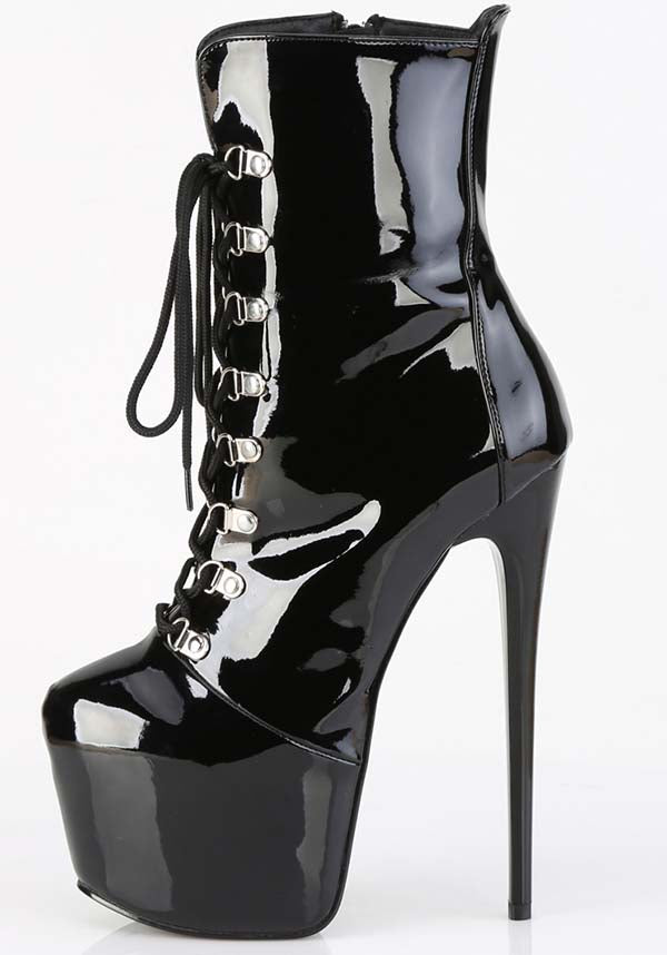 JUBILANT-1014 Black Patent Platform Ankle Boots for Pre - order