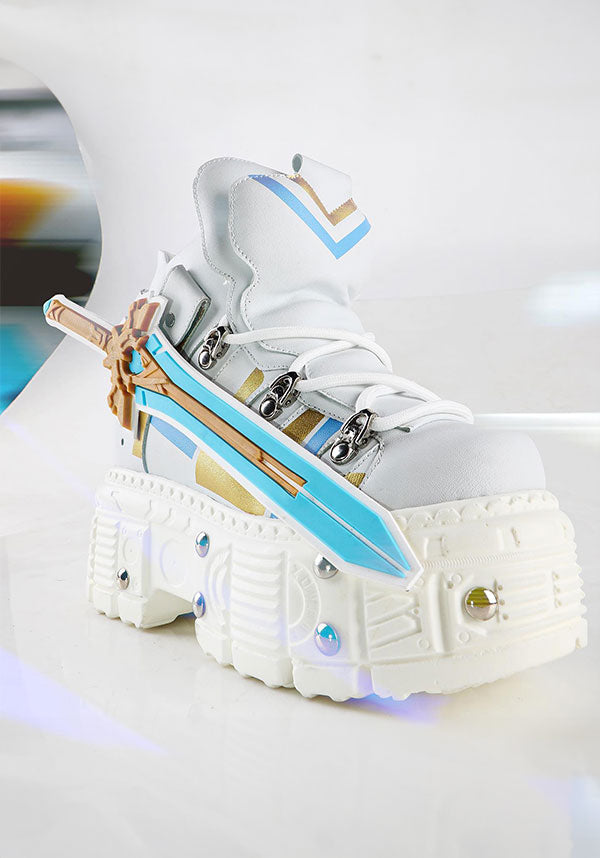 White Mangosteen 08 Platform Combat Sneakers Inspired by Genshin Impact